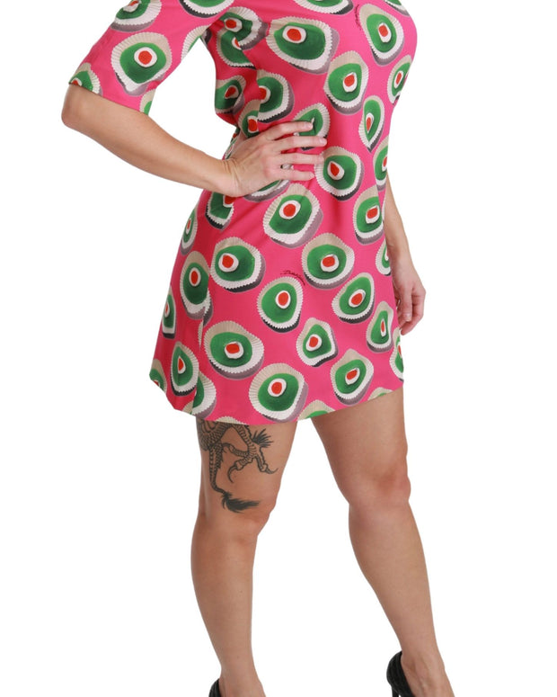 Pink Silk Cup Cake Shift Stretch Dress