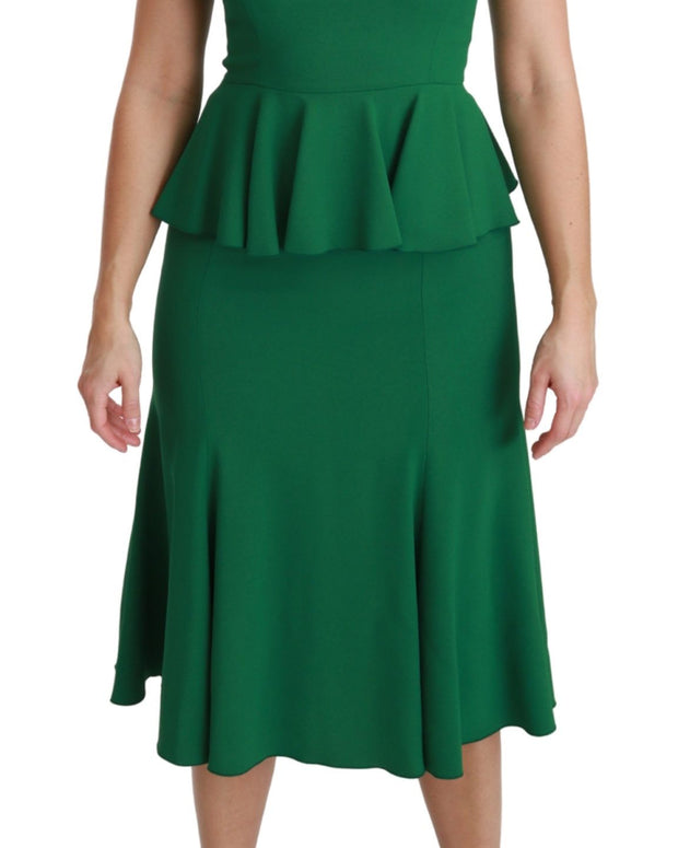 Green Heart Patch Mermaid Midi Viscose Dress