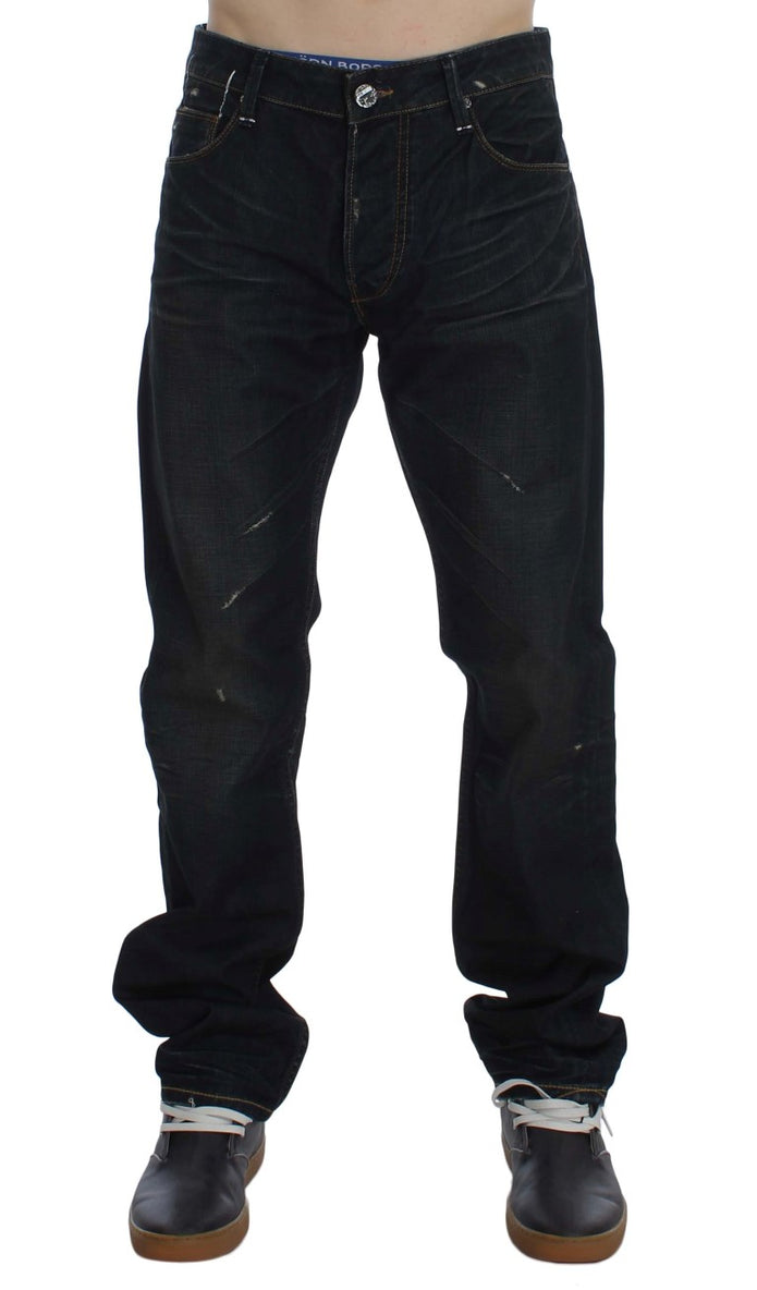 Blue Wash Cotton Denim Straight Fit Jeans