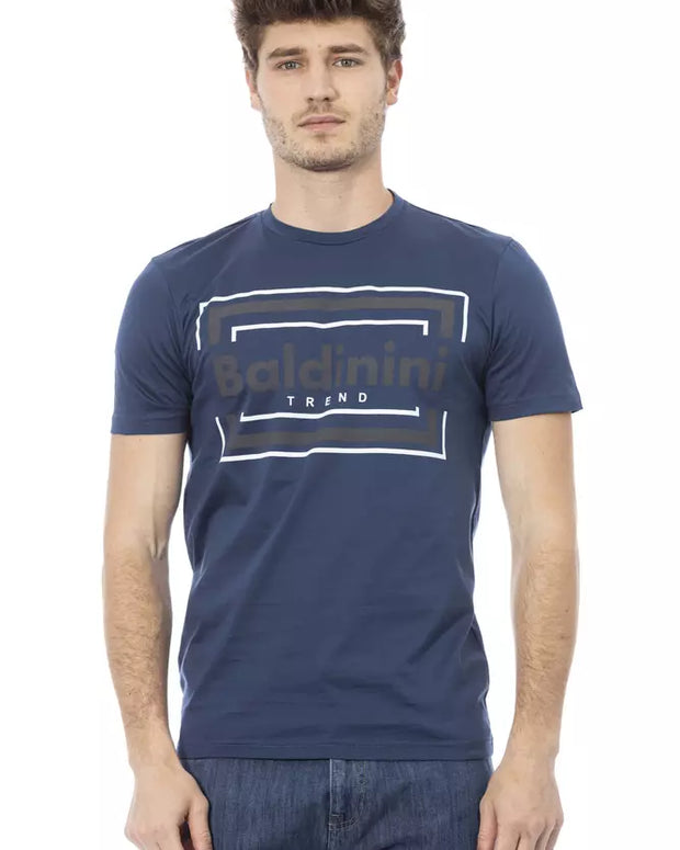 Blue Cotton Men T-Shirt