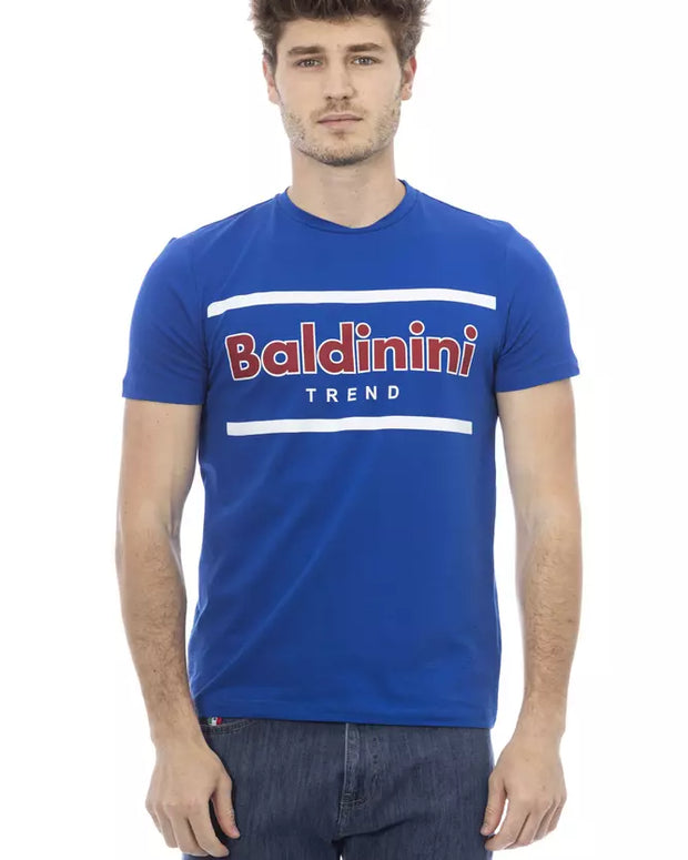 Blue Cotton Men T-Shirt