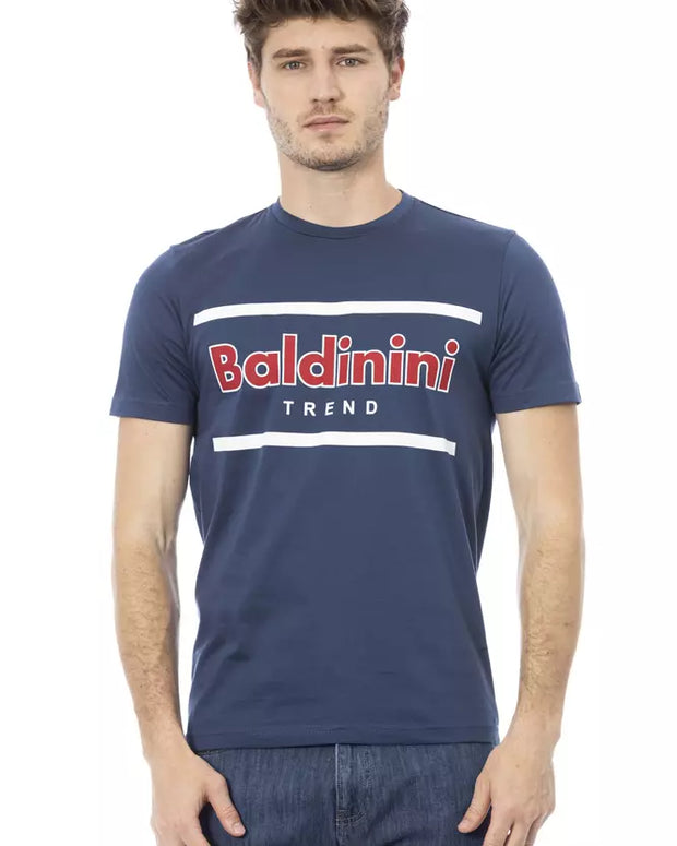 Blue Cotton Men T-Shirt