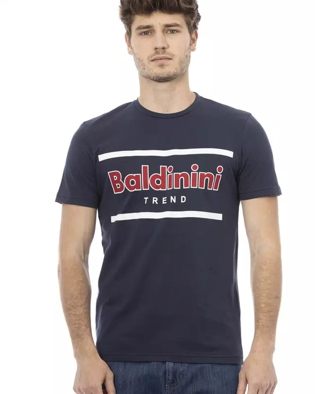 Blue Cotton Men T-Shirt