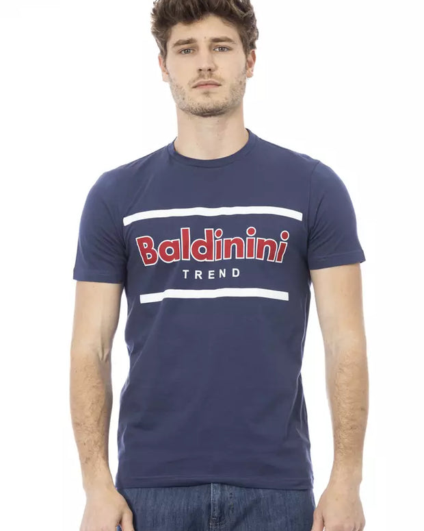 Blue Cotton Men T-Shirt