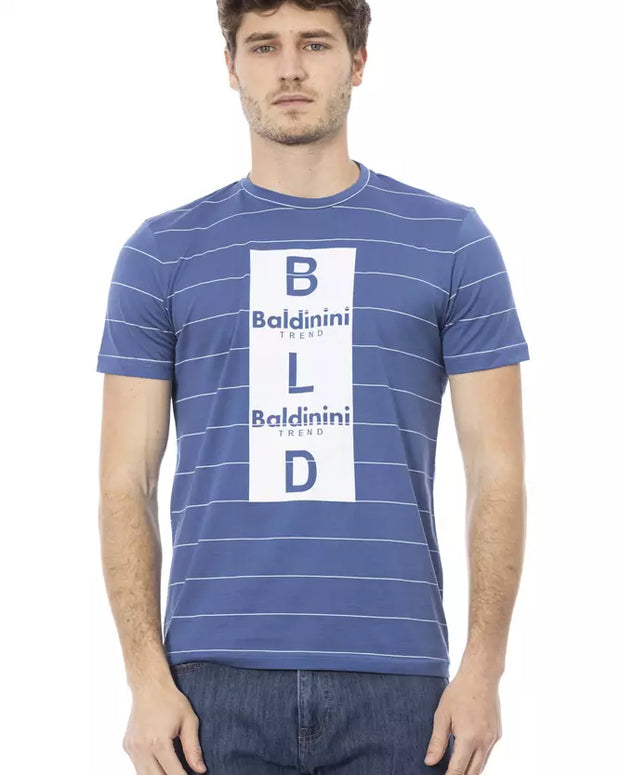 Blue Cotton Men T-Shirt