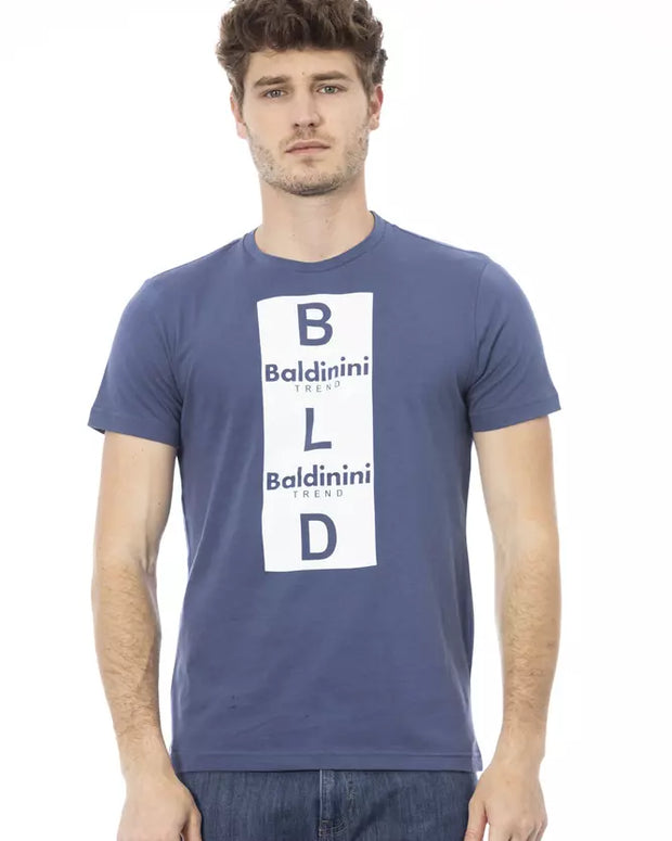 Blue Cotton Men T-Shirt