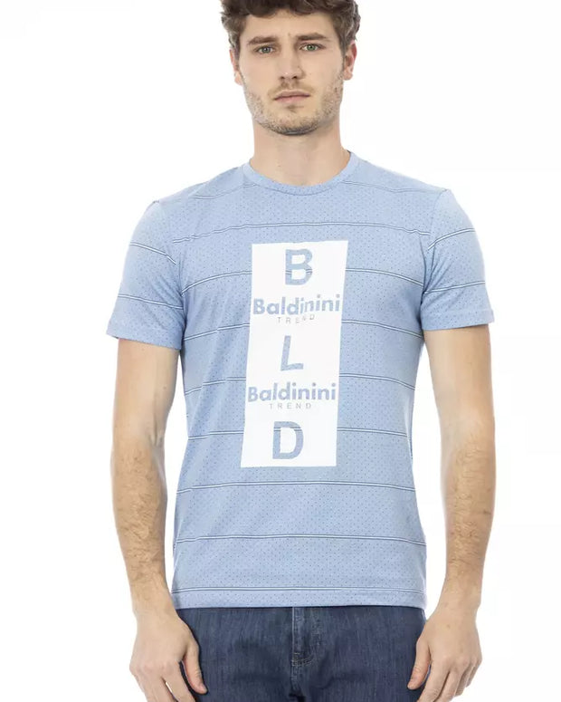 Light Blue Cotton Men T-Shirt