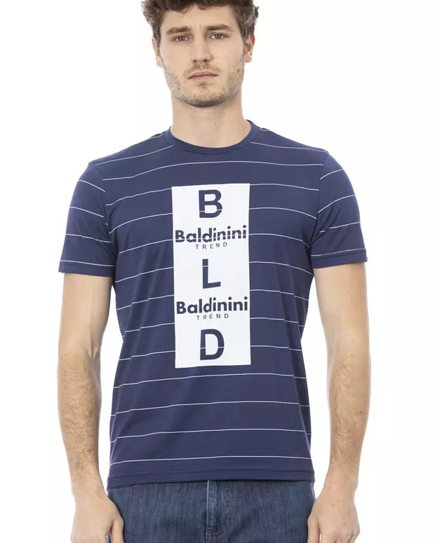 Blue Cotton Men T-Shirt