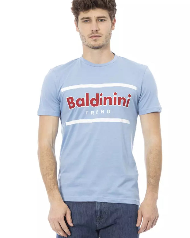 Light Blue Cotton Men T-Shirt
