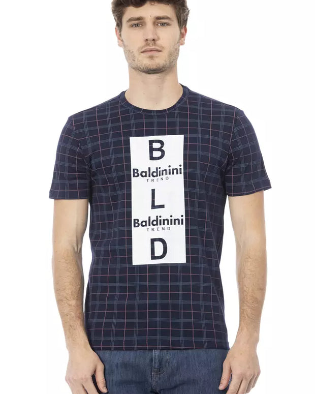 Blue Cotton Men T-Shirt