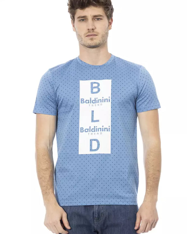 Light Blue Cotton Men T-Shirt