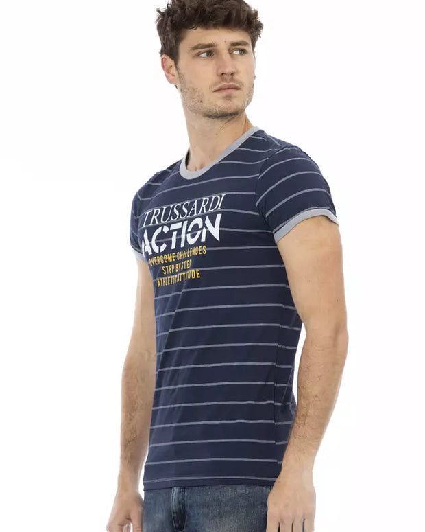 Blue Cotton Men T-Shirt