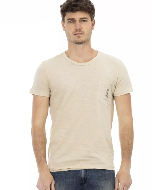 Beige Cotton Men T-Shirt