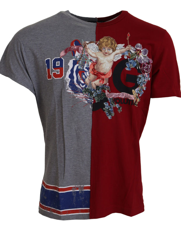 Red Gray Two Model DG Angel Crewneck  T-shirt