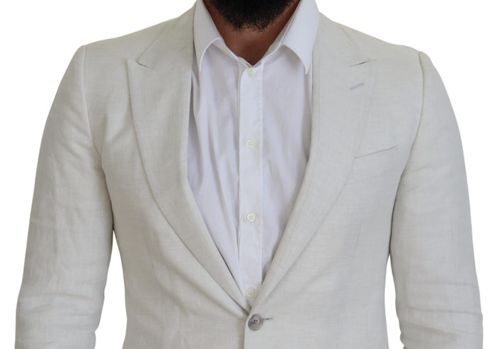 White Linen Slim Fit Jacket Blazer