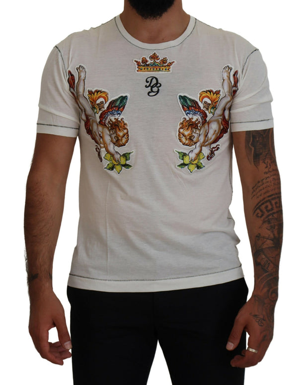 White Printed Short Sleeves Men T-shirt
