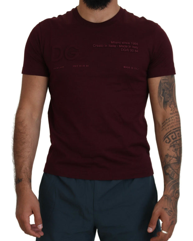 Maroon Printed Short Sleeves Men T-shirt