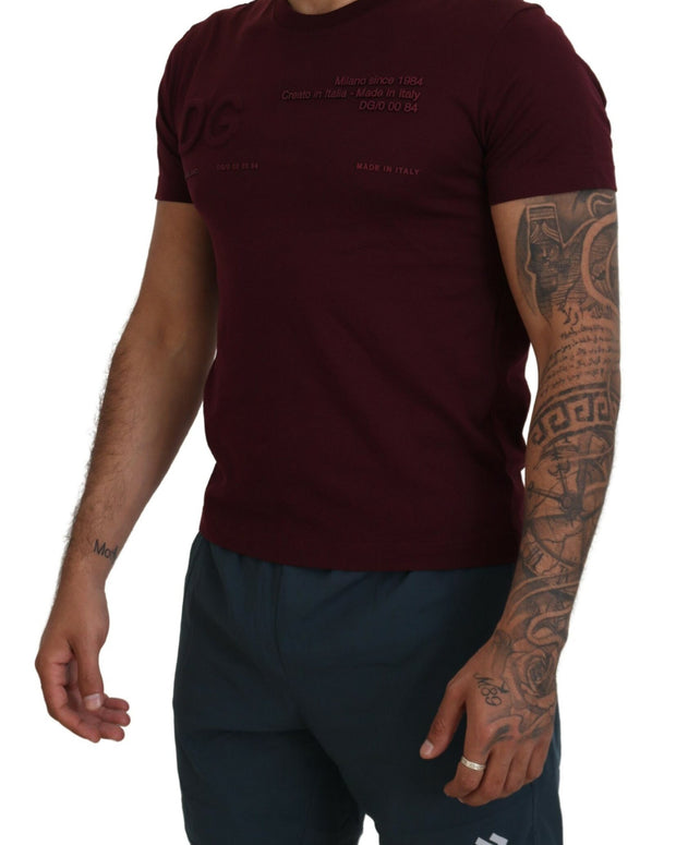 Maroon Printed Short Sleeves Men T-shirt