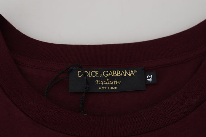 Maroon Printed Short Sleeves Men T-shirt