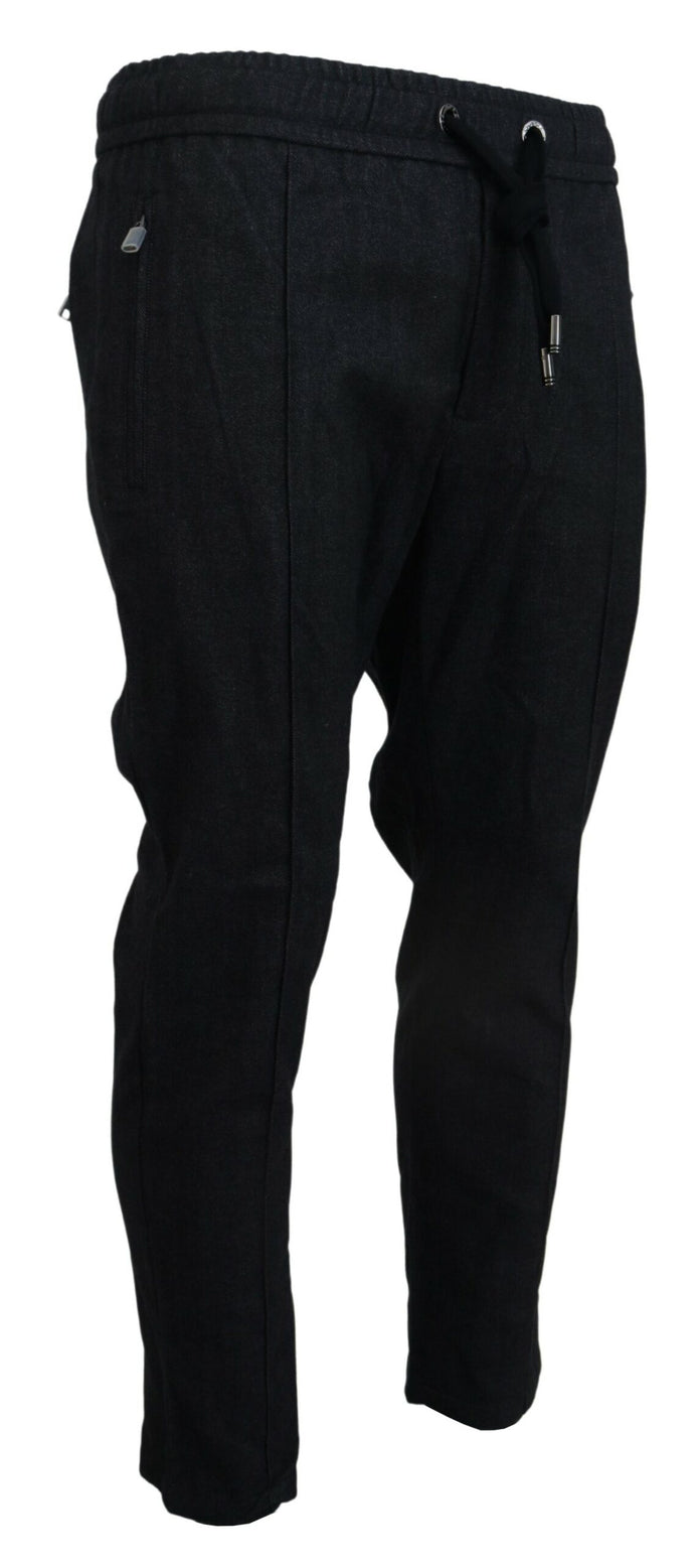 Grey Cotton Tapered Cotton Pants