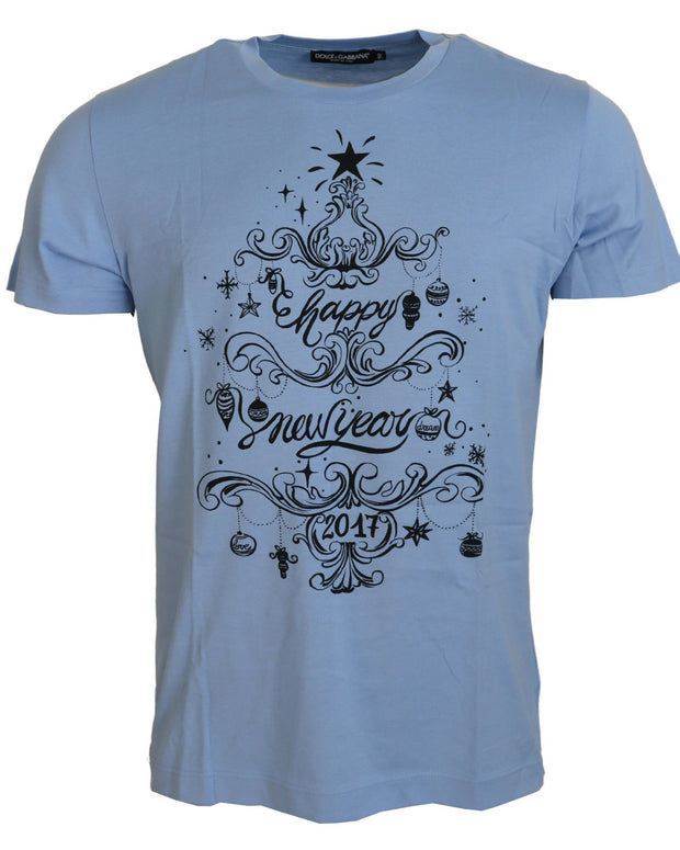 Light Blue Happy New Year 2017 Cotton T-shirt