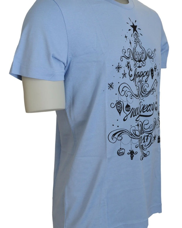 Light Blue Happy New Year 2017 Cotton T-shirt