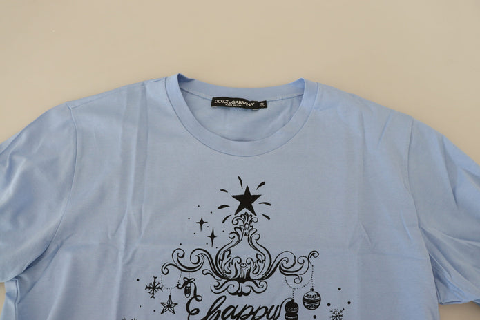 Light Blue Happy New Year 2017 Cotton T-shirt