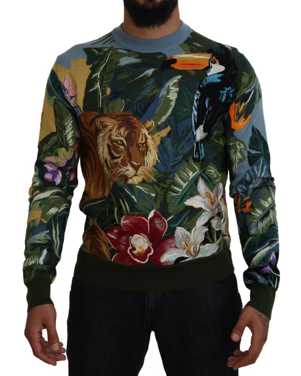 Multicolor Jungle Wool Pullover Logo Sweater