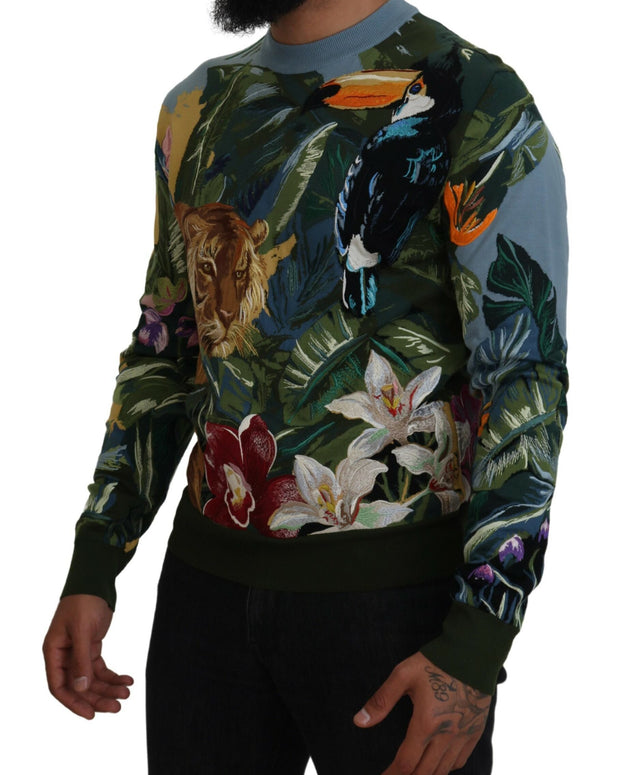 Multicolor Jungle Wool Pullover Logo Sweater