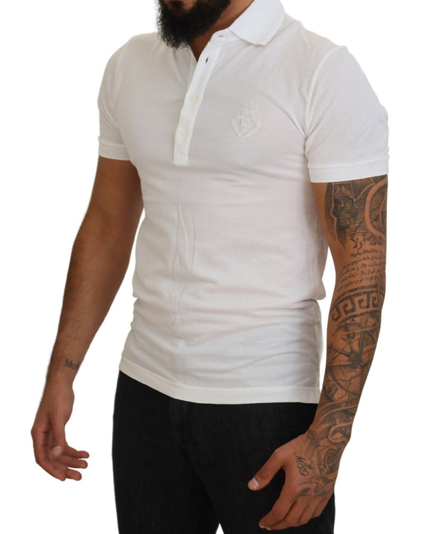 White Cotton Logo Short Sleeve Polo T-shirt