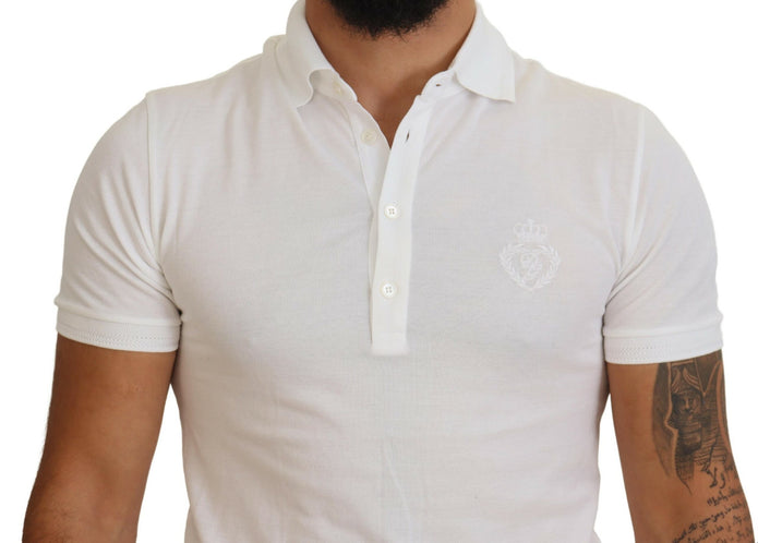 White Cotton Logo Short Sleeve Polo T-shirt