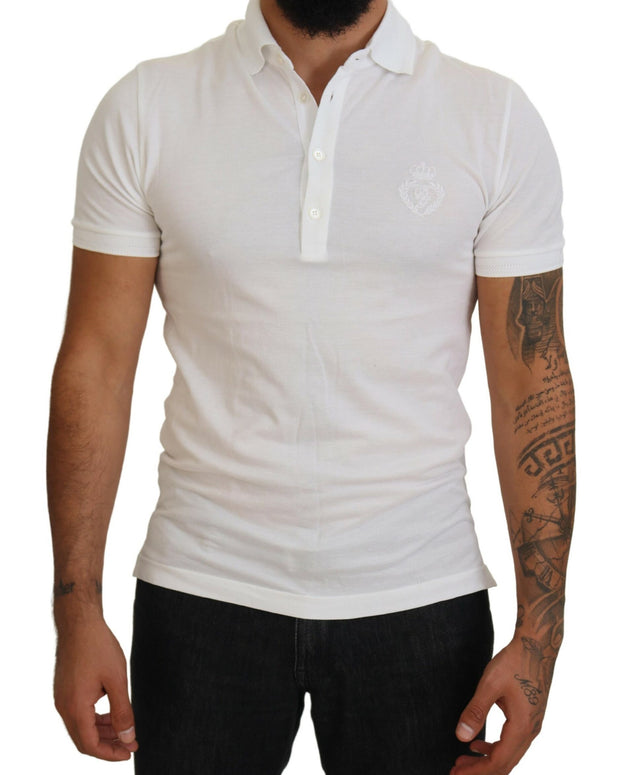White Cotton Logo Short Sleeve Polo T-shirt