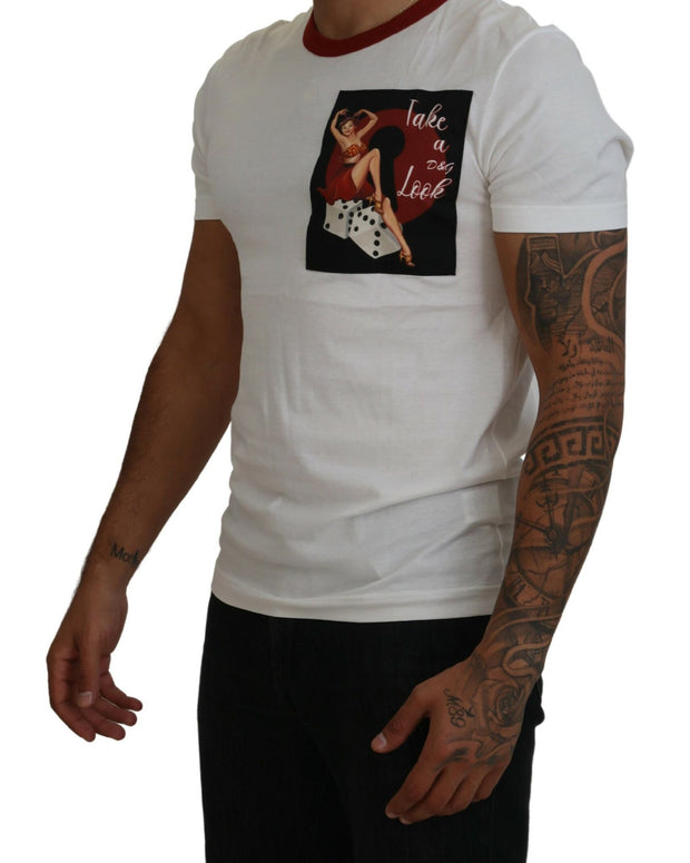 Cotton White Logo Print Crewneck T-shirt