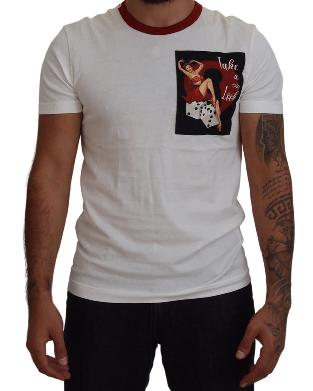 Cotton White Logo Print Crewneck T-shirt