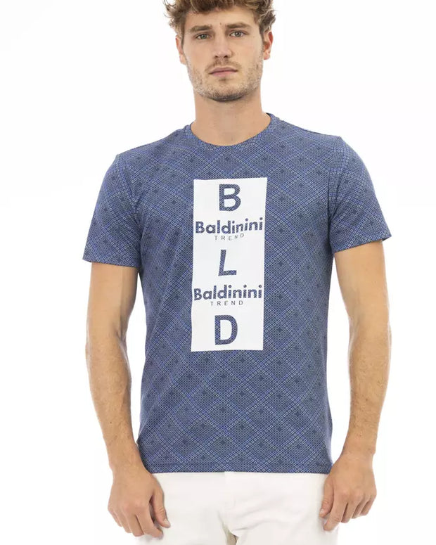 Blue Cotton Men T-Shirt
