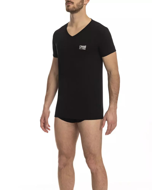 "Black Cotton Men's V-Neck T-Shirt"