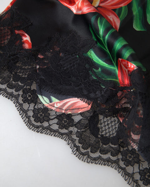 Black Anthurium Print Silk Camisole Top Underwear