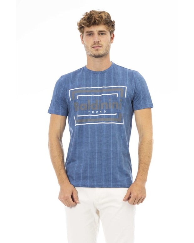 Blue Cotton Men T-Shirt