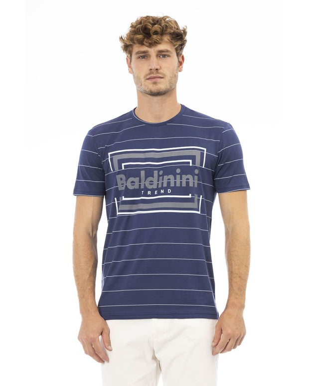 Blue Cotton Men T-Shirt