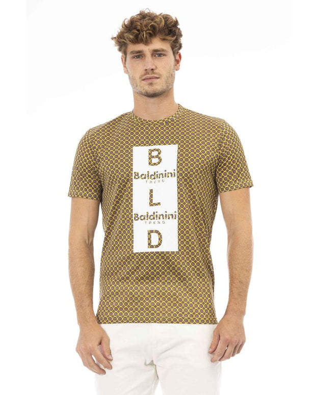 Yellow Cotton Men T-Shirt