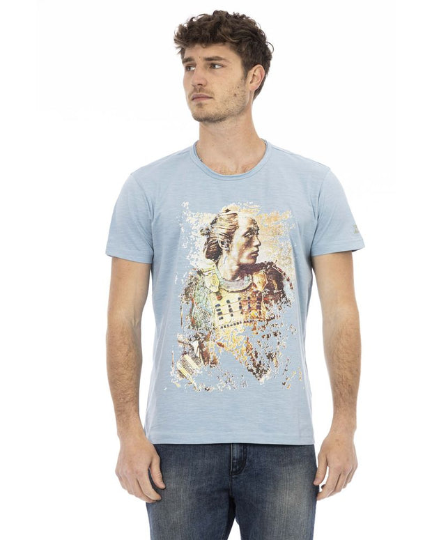 Light Blue Cotton Men T-Shirt