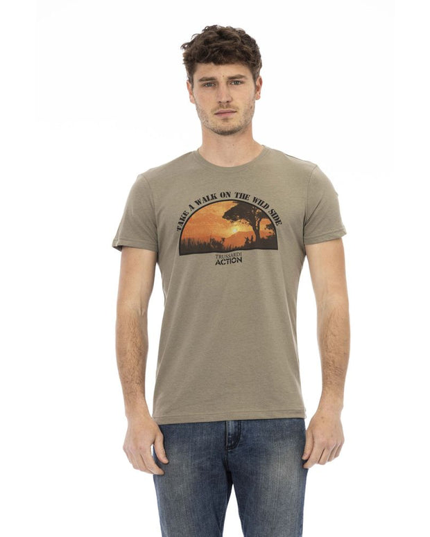 Green Cotton Men T-Shirt