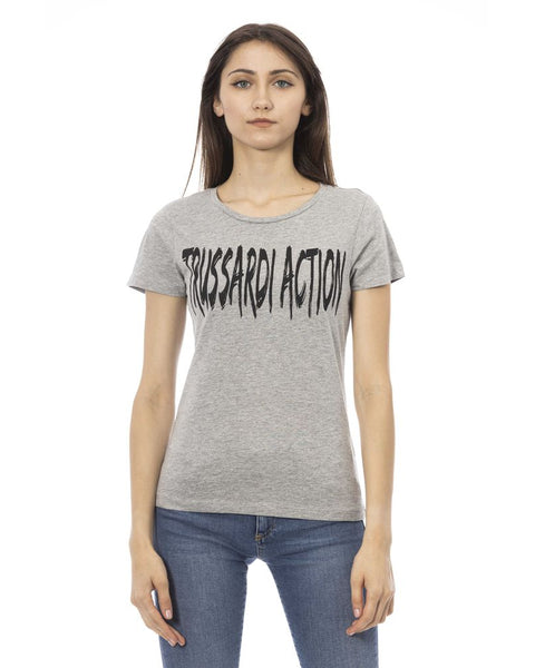 Gray Cotton Women T-Shirt