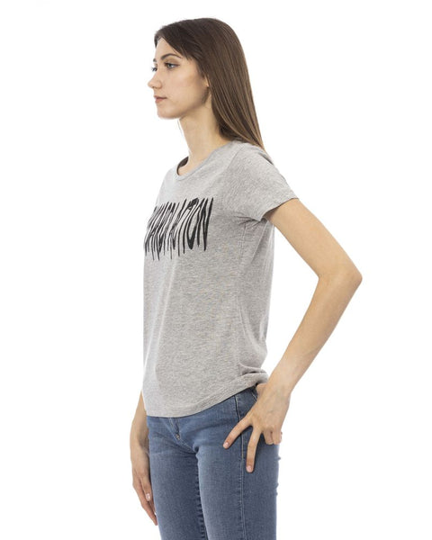 Gray Cotton Women T-Shirt