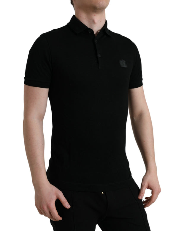 Black Logo Collared Short Sleeve T-shirt