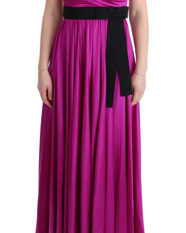 Pink Silk Stretch Shift Long Dress