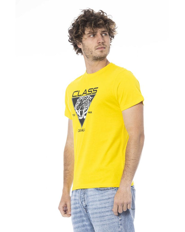 Yellow Cotton Men T-Shirt