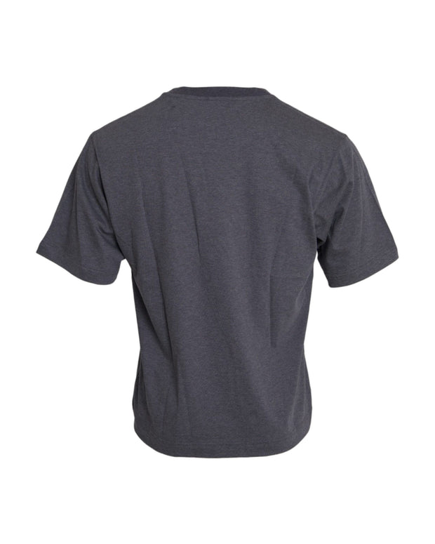Gray Cotton Round Neck Short Sleeve T-shirt