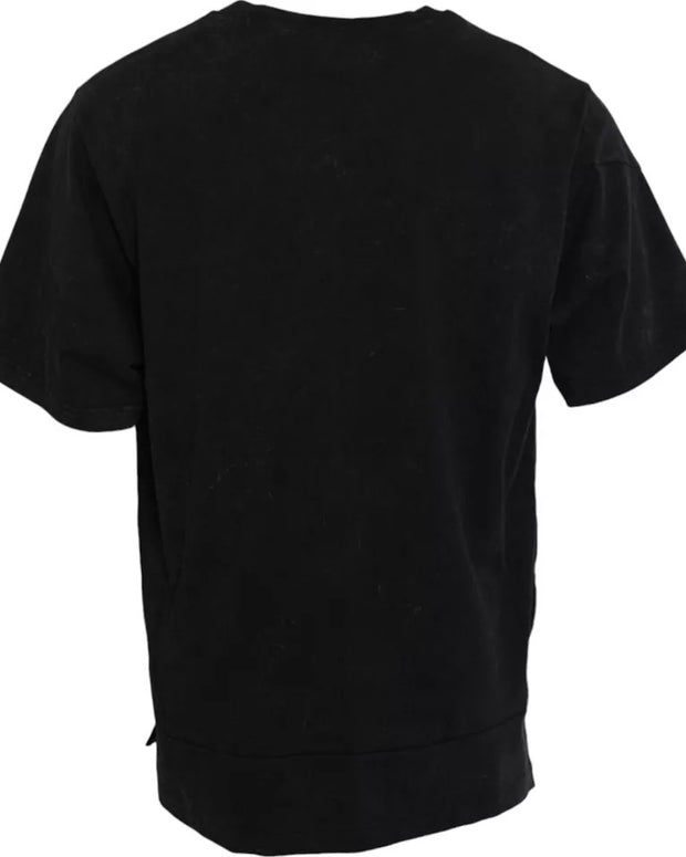 Black Graphic Print Cotton Crew Neck T-shirt