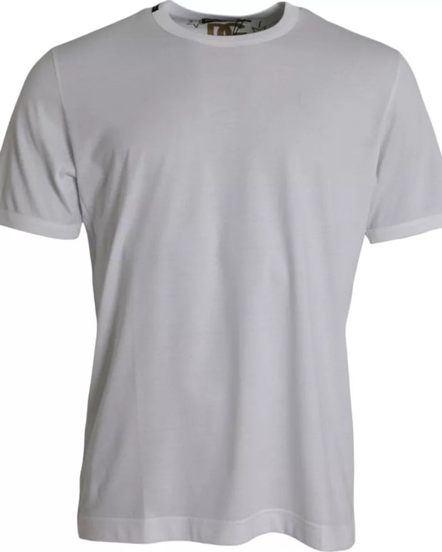 White Cotton Round Neck Short Sleeves T-shirt